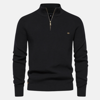 Bartholomäus | Herren Strickpullover mit Troyer-Kragen in Schwarz