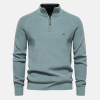 Bartholomäus | Herren Strickpullover mit Troyer-Kragen in Hellblau