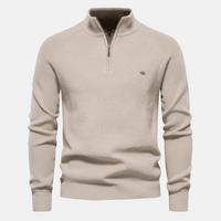 Bartholomäus | Herren Strickpullover mit Troyer-Kragen in Beige