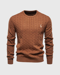 Bastian | Herren Zopfmuster Langarm Strickpullover in Braun