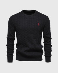 Bastian | Herren Zopfmuster Langarm Strickpullover in Schwarz