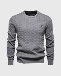 Bastian | Herren Zopfmuster Langarm Strickpullover in Grau