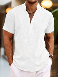Daniel | Herren Sommer Henley Shirt Kurzarm Casual Komfort Urban in Weiß