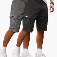 Herren-Cargoshorts im 2er-Pack mit Taschen, bequeme Passform in Schwarz | Grau