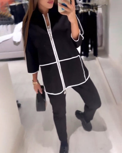 Belina™ - Mantel mit Reißverschluss in Kontrastfarbe