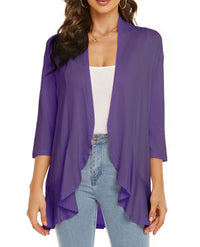 Bella | Damen Offener Front Drapierter Cardigan in Lila