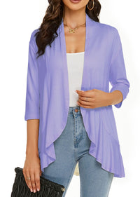 Bella | Damen Offener Front Drapierter Cardigan in Helllila