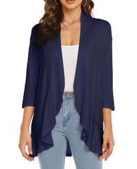 Bella | Damen Offener Front Drapierter Cardigan in Marineblau