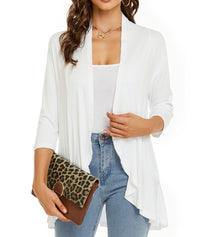 Bella | Damen Offener Front Drapierter Cardigan in Weiß