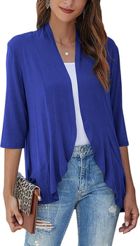 Bella | Damen Offener Front Drapierter Cardigan in Blau
