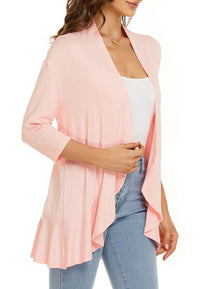 Bella | Damen Offener Front Drapierter Cardigan in Rosa