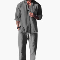 Benedikt | Herren Langarm Shirt Hose Set in Grau