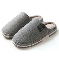 Benedikta | Damen Herringbone Hausschuhe Pantoffeln in Hellgrau