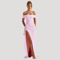 Benedikta | Damen Off Shoulder Elegantes Maxikleid in Rosa