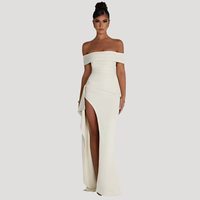 Benedikta | Damen Off Shoulder Elegantes Maxikleid in Weiß