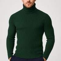 Bernd | Herren Gerippter Taillierter Rollkragenpullover in Grün