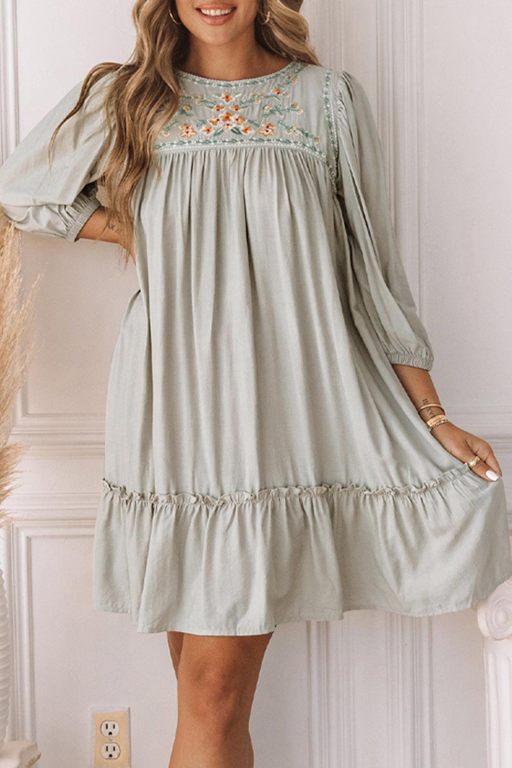 Fudus | Besticktes Minikleid Mit Langen Ärmeln