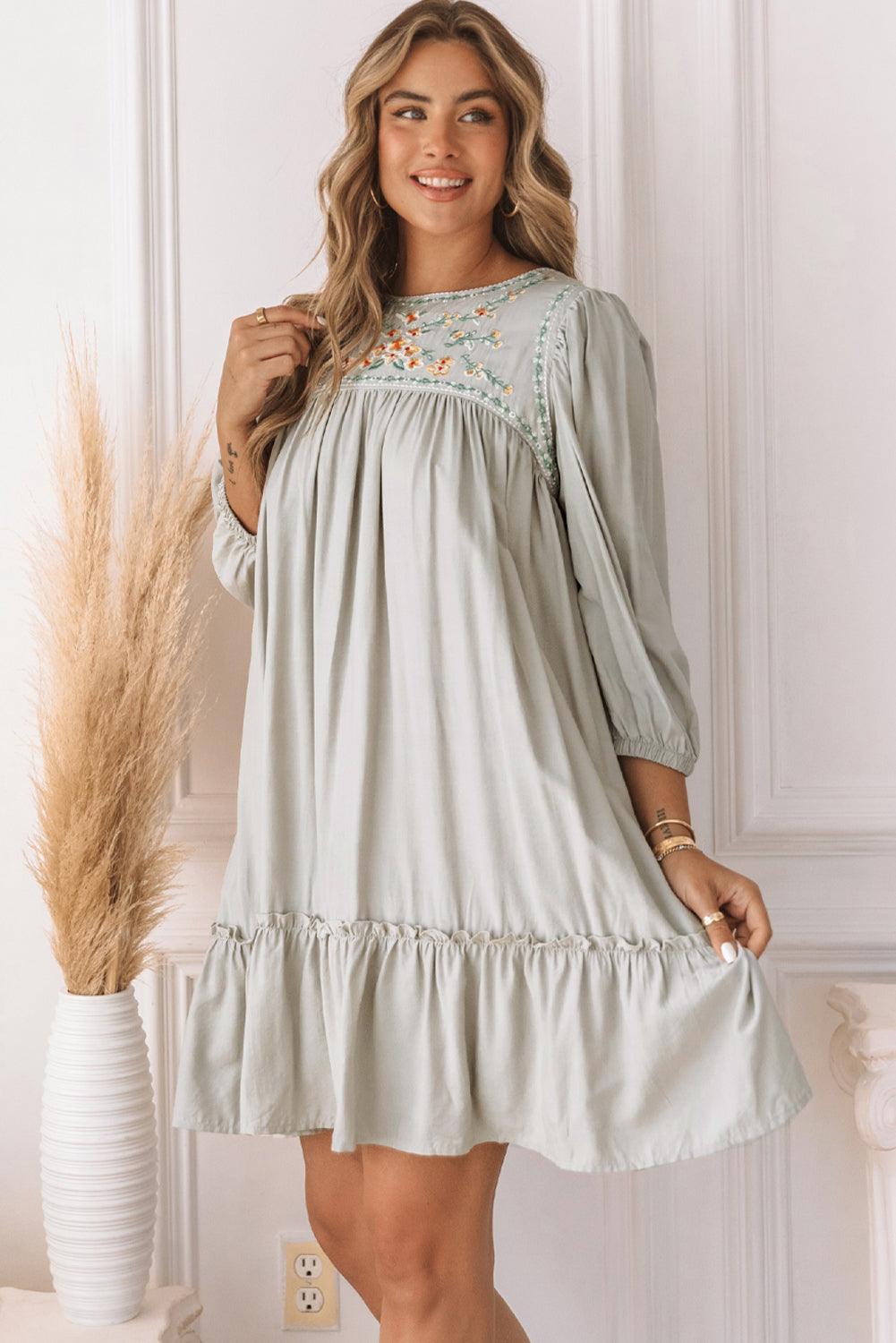 Fudus | Besticktes Minikleid Mit Langen Ärmeln