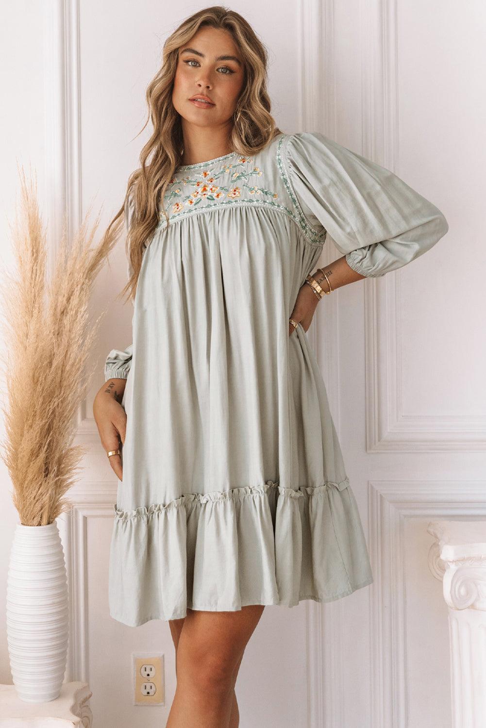 Fudus | Besticktes Minikleid Mit Langen Ärmeln