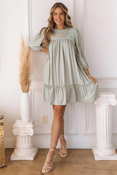 Fudus | Besticktes Minikleid Mit Langen Ärmeln