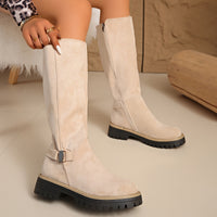 Sable | Damen knöchelhohe Stiefel mit niedrigem Blockabsatz in Beige