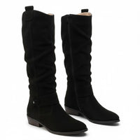 Lavinia | Damen kniehohe Stiefel mit seitlichem Reißverschluss in Schwarz