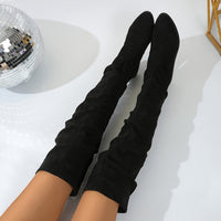 Jacinda | Damen Overknee-Stiefel mit niedrigem Blockabsatz in Schwarz