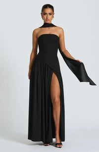 Elfriede | Brautmutterkleid ärmelloses A-Linien Maxi-Abendkleid mit Beinschlitz in 8