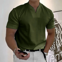 Bjarne | Herren T-Shirt Mit V-Ausschnitt Schlicht Freizeit in Grün