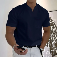 Bjarne | Herren T-Shirt Mit V-Ausschnitt Schlicht Freizeit in Marineblau