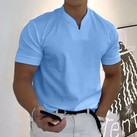 Bjarne | Herren T-Shirt Mit V-Ausschnitt Schlicht Freizeit in Hellblau