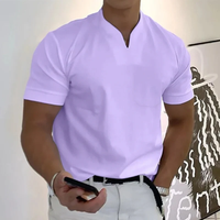 Bjarne | Herren T-Shirt Mit V-Ausschnitt Schlicht Freizeit in Helllila