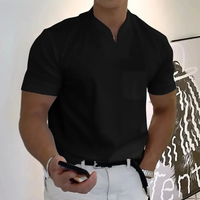 Bjarne | Herren T-Shirt Mit V-Ausschnitt Schlicht Freizeit in Schwarz