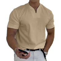 Bjarne | Herren T-Shirt Mit V-Ausschnitt Schlicht Freizeit in Khaki