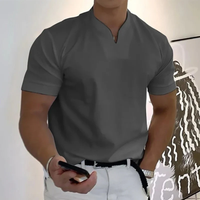 Bjarne | Herren T-Shirt Mit V-Ausschnitt Schlicht Freizeit in Dunkelgrau