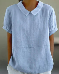 Ingrid | Klassische Kragenbluse in Blau