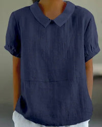 Ingrid | Klassische Kragenbluse in Marineblau