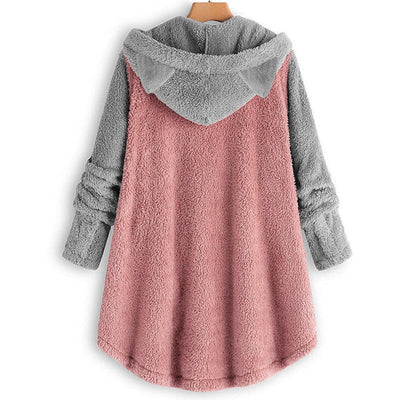 Nina - damen-fleece-sweatshirt mit katzenohren und abgesetzten armeln