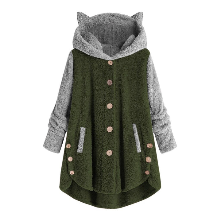 Nina - damen-fleece-sweatshirt mit katzenohren und abgesetzten armeln