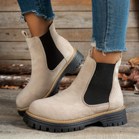 Mehetabel | Damen Chelsea-Stiefeletten mit Profilsohle in Beige