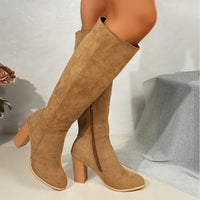 Walburga | Damen kniehohe Westernstiefel mit Innenreißverschluss in Hellbraun