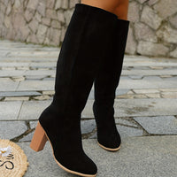 Walburga | Damen kniehohe Westernstiefel mit Innenreißverschluss in Schwarz