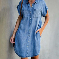 Bonnie | Damen Denim Mini Kleid mit Knopfleiste in Hellblau