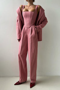 Brianna | Damen Dreiteiler Hosenanzug Set in Rosa