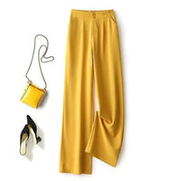 Brigid | Damen Weite Hose Hohe Taille in Gelb