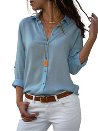 Brigitta | Damen Langarm Hemdbluse in Hellblau