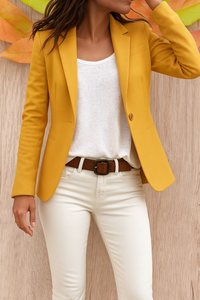 Britta | Damen Taillierter Kurz Blazer in Gelb