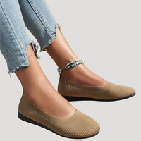 Brunhilde | Damen Gestrickte Slip-On Ballerinas in Khaki