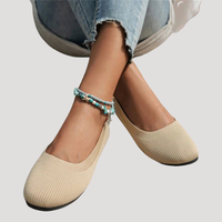 Brunhilde | Damen Gestrickte Slip-On Ballerinas in Beige