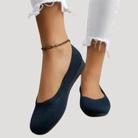 Brunhilde | Damen Gestrickte Slip-On Ballerinas in Blau